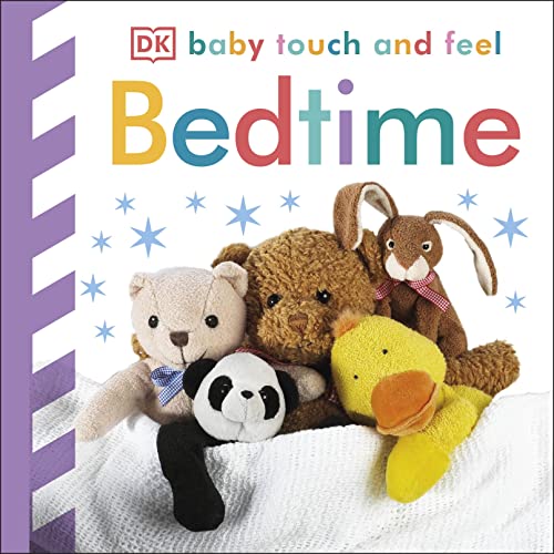 “Baby Touch and Feel Bedtime” book cover with teddy bear and friends.