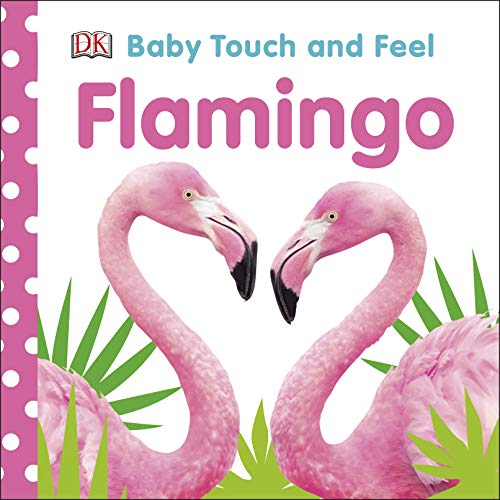 Book cover featuring two pink flamingos facing each other with green palm leaves below.