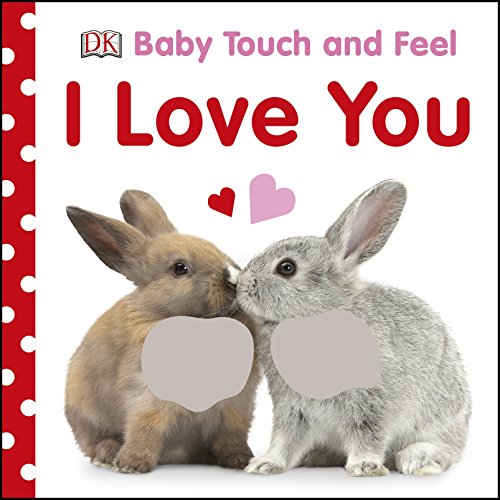 "Children's book cover with two rabbits touching noses, surrounded by hearts, on a white background."