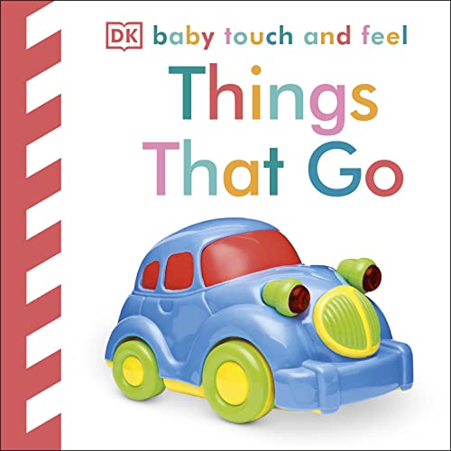 Baby book cover featuring a blue toy car with textured elements.