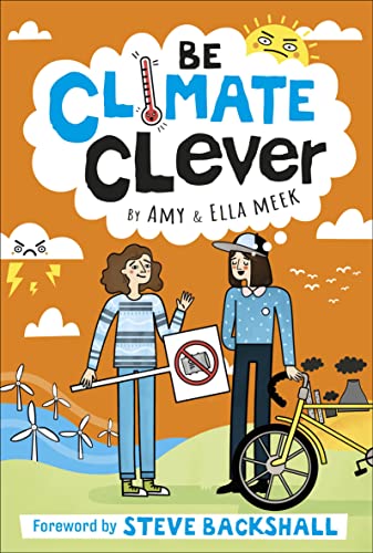 Book cover: “Be Climate Clever” with illustrations of children and climate themes.
