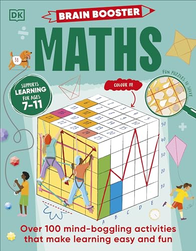 Book cover: "Brain Booster Maths" with climbing figures on a cube.