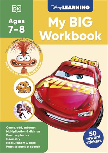 Disney Learning workbook for ages 7-8 featuring Cars and other characters.