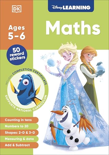 Disney Learning Maths book cover featuring Elsa, Anna, Olaf, and Dory.