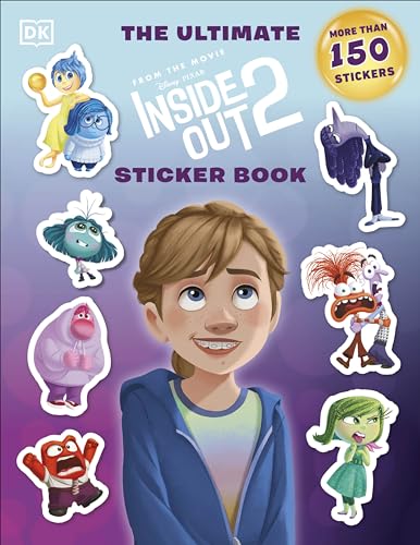 Inside Out 2 sticker book cover featuring Riley and emotions.