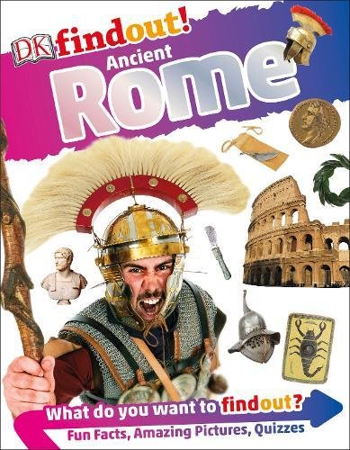 "Book cover featuring a Roman soldier and artifacts with 'Ancient Rome' title."