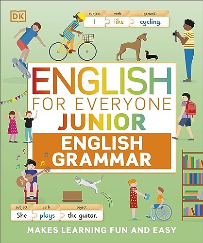 Cover of English for Everyone Junior English Grammar book with colorful cartoon illustrations.