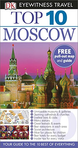 "Travel guide book cover featuring St. Basil's Cathedral and a map inset."