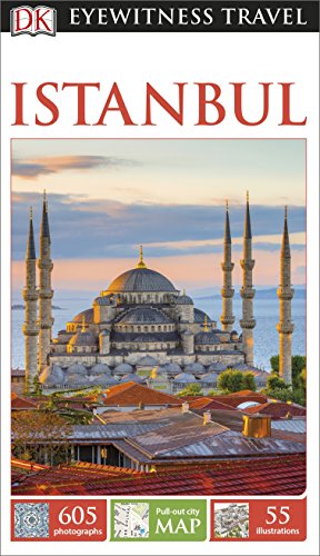 DK Eyewitness Travel Guide Istanbul book cover featuring the Blue Mosque at sunset.