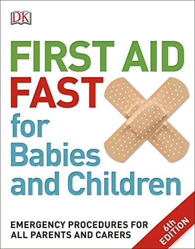 Book cover: "First Aid Fast for Babies and Children" with bandage graphic.