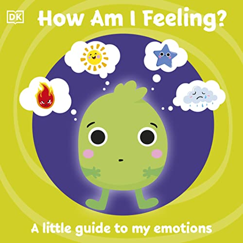 Book cover with a green cartoon character and emotion icons.
