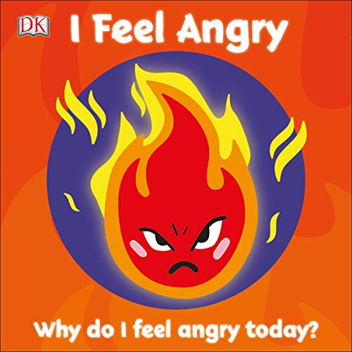 Book cover featuring an angry red flame character on a purple and orange background.