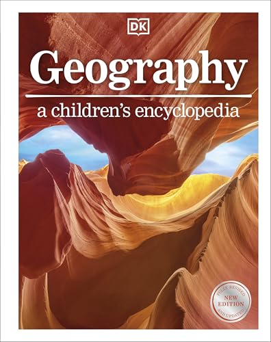 Cover of "Geography A Children's Encyclopedia" featuring a canyon landscape.