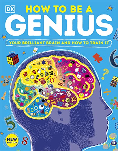 Book cover: "How to be a Genius" with brain illustration and objects.
