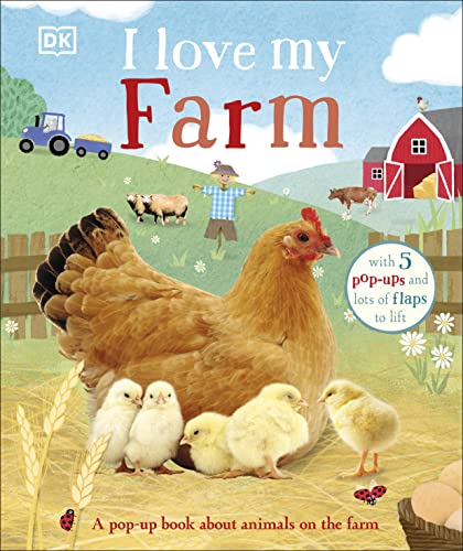 Cover of “I Love My Farm” pop-up book featuring a hen and chicks.