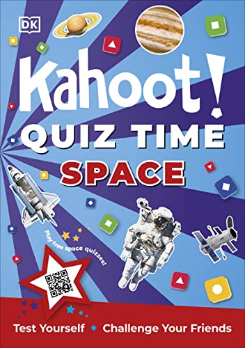 Book cover with space theme, astronaut, planets, and quiz icons.
