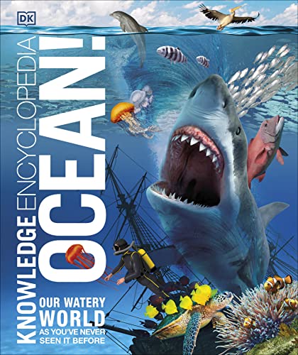 Book cover depicting a great white shark and diverse ocean life.