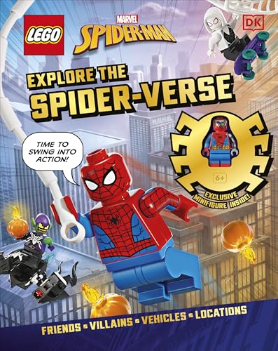 Book cover featuring LEGO Spider-Man, Green Goblin, and Ghost-Spider against a city background.