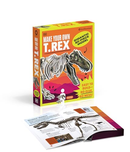 Box for a buildable T. Rex skeleton model with instruction booklet.