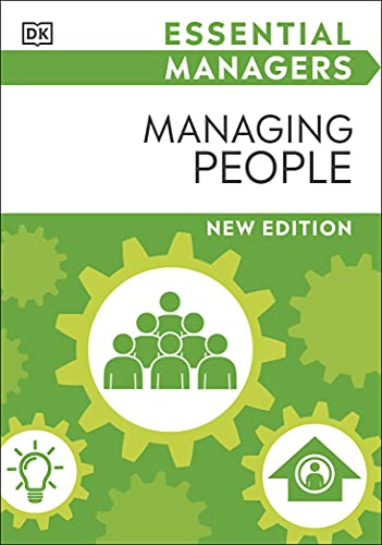Green book cover with gears and silhouettes of people, titled "Managing People".