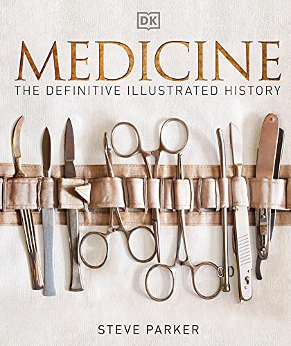 Book cover: "Medicine" with vintage surgical tools displayed across it.