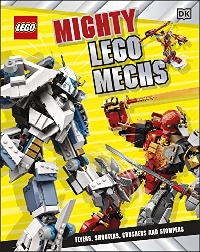 Book cover featuring colorful LEGO mech robot figures in action poses.