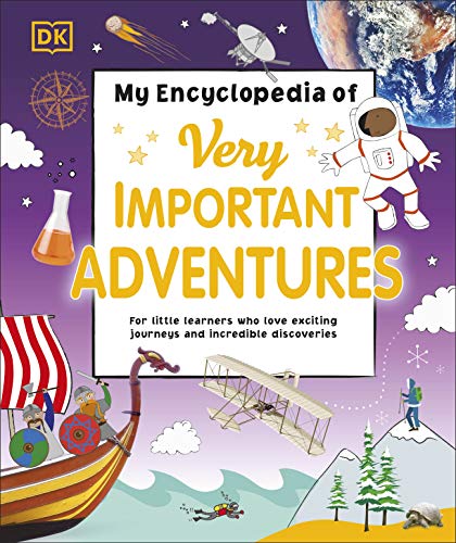 Book cover depicting exploration themes: space, sea, air, and science.