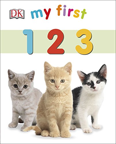 Book cover with colorful numbers "123" and three adorable kittens.