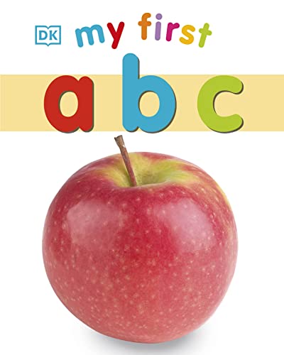 Book cover with large colorful letters "abc" and a red apple.