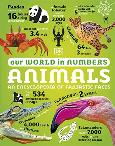 Book cover featuring diverse animals with accompanying numerical facts.