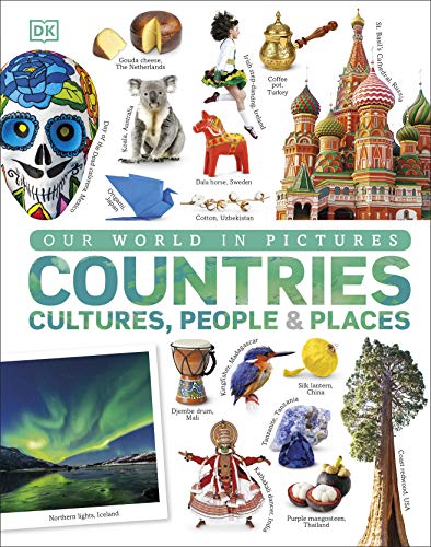 Book cover featuring a collage of global landmarks, animals, and cultural artifacts.