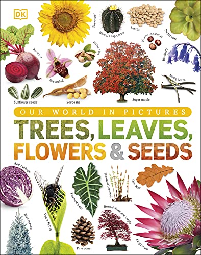 Book cover displaying various plants, flowers, seeds, and trees.