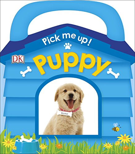 Book cover: blue doghouse with a golden retriever puppy inside.
