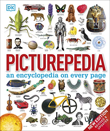 Book cover featuring diverse illustrated images and large title “Picturepedia”.