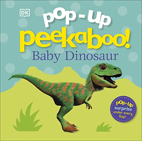 Green baby dinosaur on a turquoise book cover with playful text.