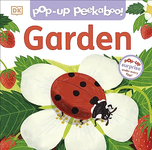 Book cover with a red ladybug on a white flower and strawberries.