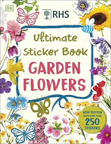 Book cover with colorful flower and butterfly stickers arranged around text.