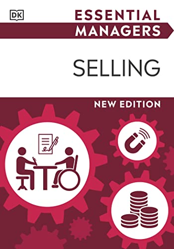 Book cover titled Selling from Essential Managers featuring gearS icons inside red gear wheels.