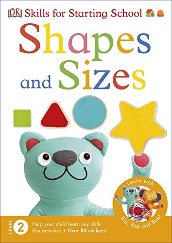 Brightly colored workbook with shapes and size comparison activities for young children.