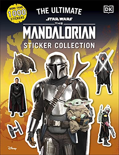 Star Wars: The Mandalorian sticker collection book featuring characters and vehicles.