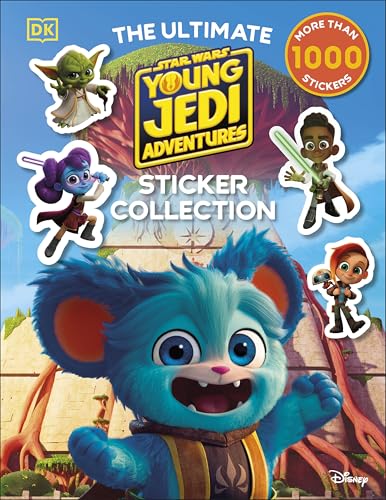 “Star Wars Young Jedi Adventures” sticker collection book with cartoon characters.