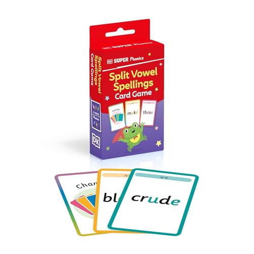 Red card game box with sample spelling cards laid out in front.
