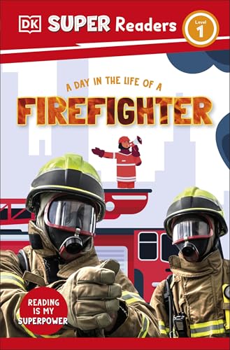 Book cover featuring firefighters and a fire truck, level 1 reader.