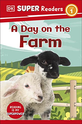 Book cover with two lambs in a field, farm in the background.