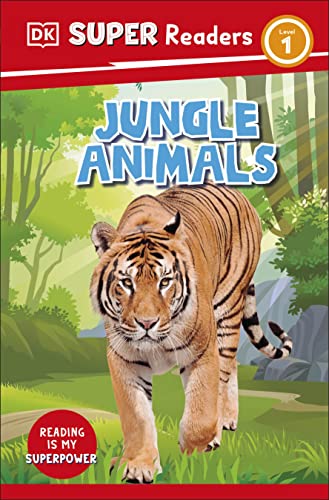 Book cover: tiger in a jungle, "Jungle Animals" title, level 1 reader.