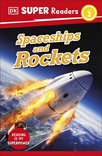 Book cover: Spaceship launching from Earth, “DK Super Readers” series.