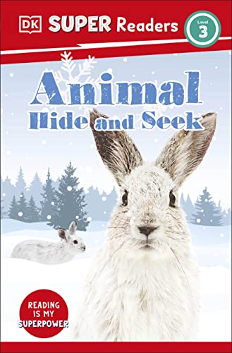 Book cover: "Animal Hide and Seek" featuring a white hare in snow.