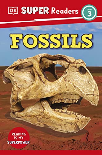 DK Super Readers Level 3 book cover featuring a dinosaur skull fossil.