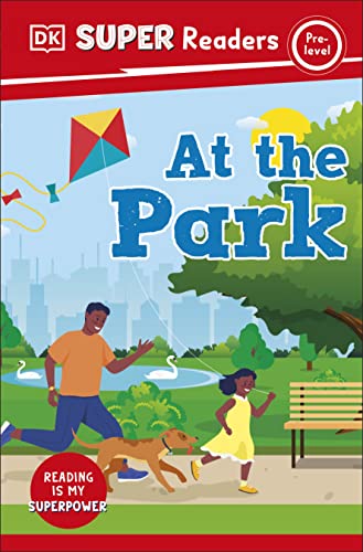 Book cover: father, child, and dog playing with a kite in a park.