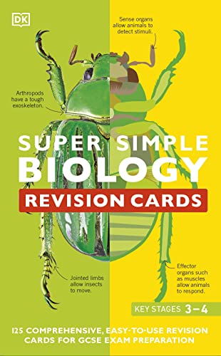 Biology revision cards cover featuring a green and yellow beetle illustration.